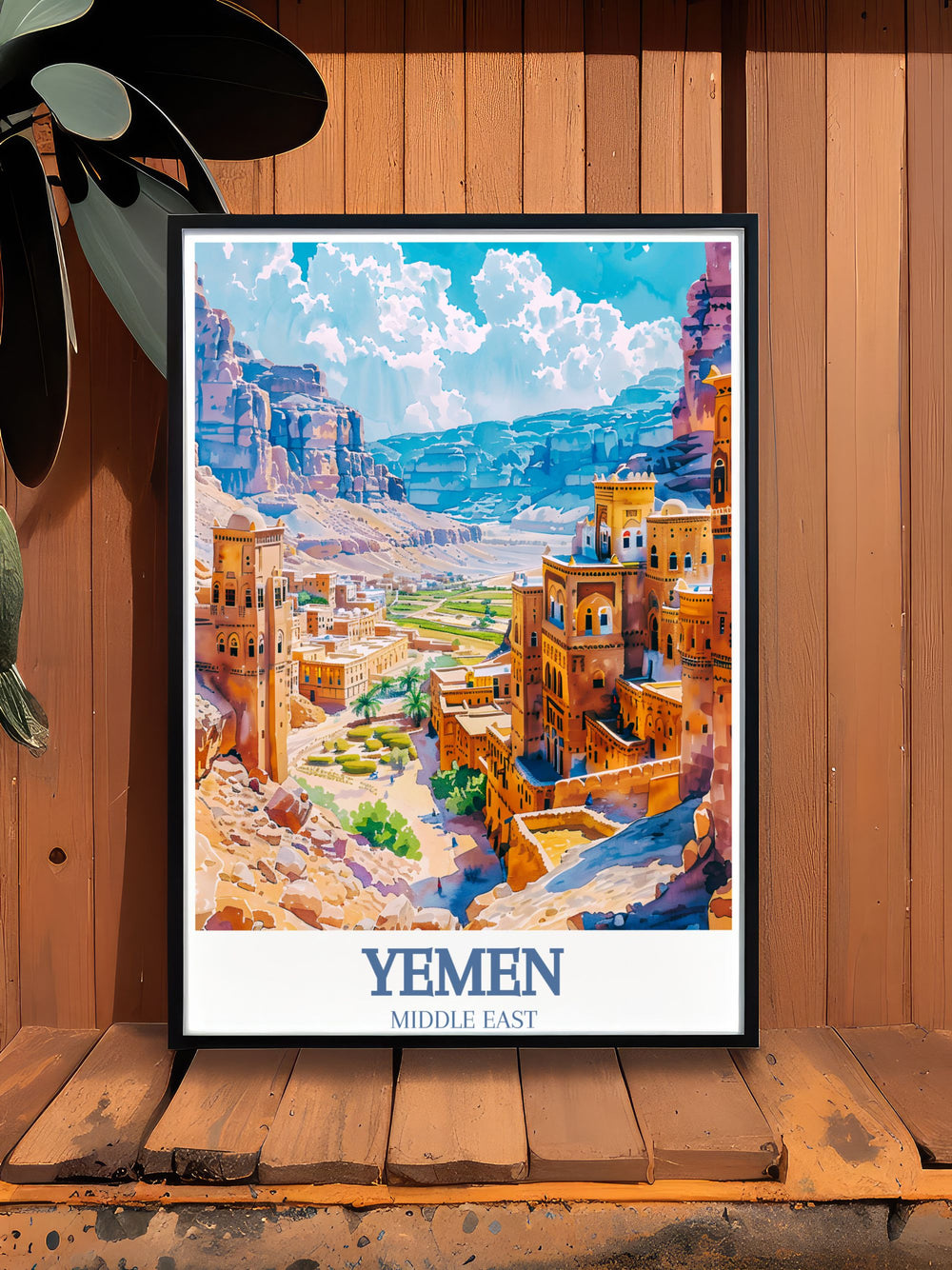 Elegant Yemen Wall Art showcasing Al Mahwit a perfect addition to your living room with intricate details and vibrant colors that add sophistication and cultural richness