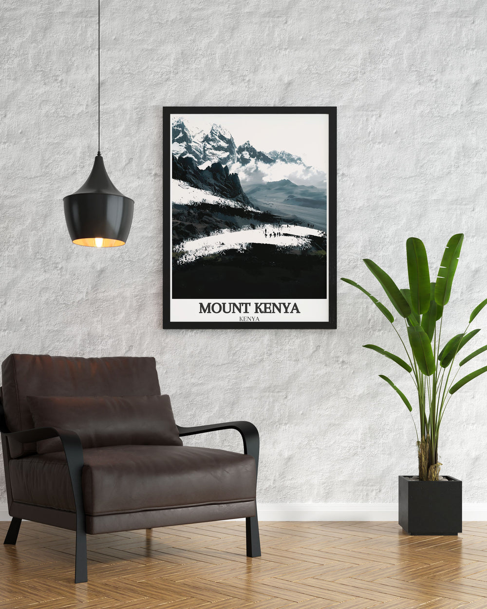 Digital download of Mount Kenya poster featuring Batian and Nelion Peaks and Point Lenana a beautiful addition to any home decor or office space blending vintage poster aesthetics with contemporary elegance perfect for travel poster collectors