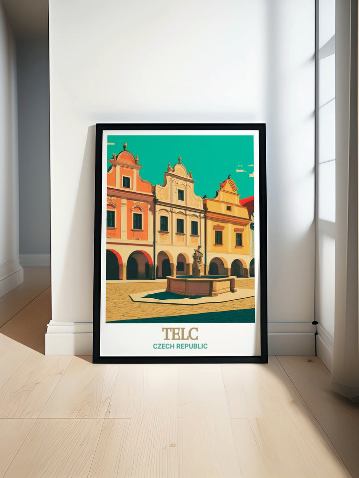 Celebrate the architectural splendor of Zacharias of Hradec Square in Telč with this exquisite travel poster. The print captures the historic significance and detailed craftsmanship of this Czech Republic landmark, making it a stunning addition to your home decor. Perfect for art and history enthusiasts alike