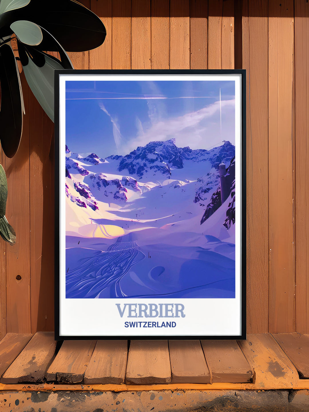 This Verbier Ski Poster of Mont Fort captures the excitement of skiing and snowboarding in the 4 Valleys Ski Area. The detailed design brings the essence of Switzerlands alpine culture into your home, making it a perfect gift for outdoor lovers.