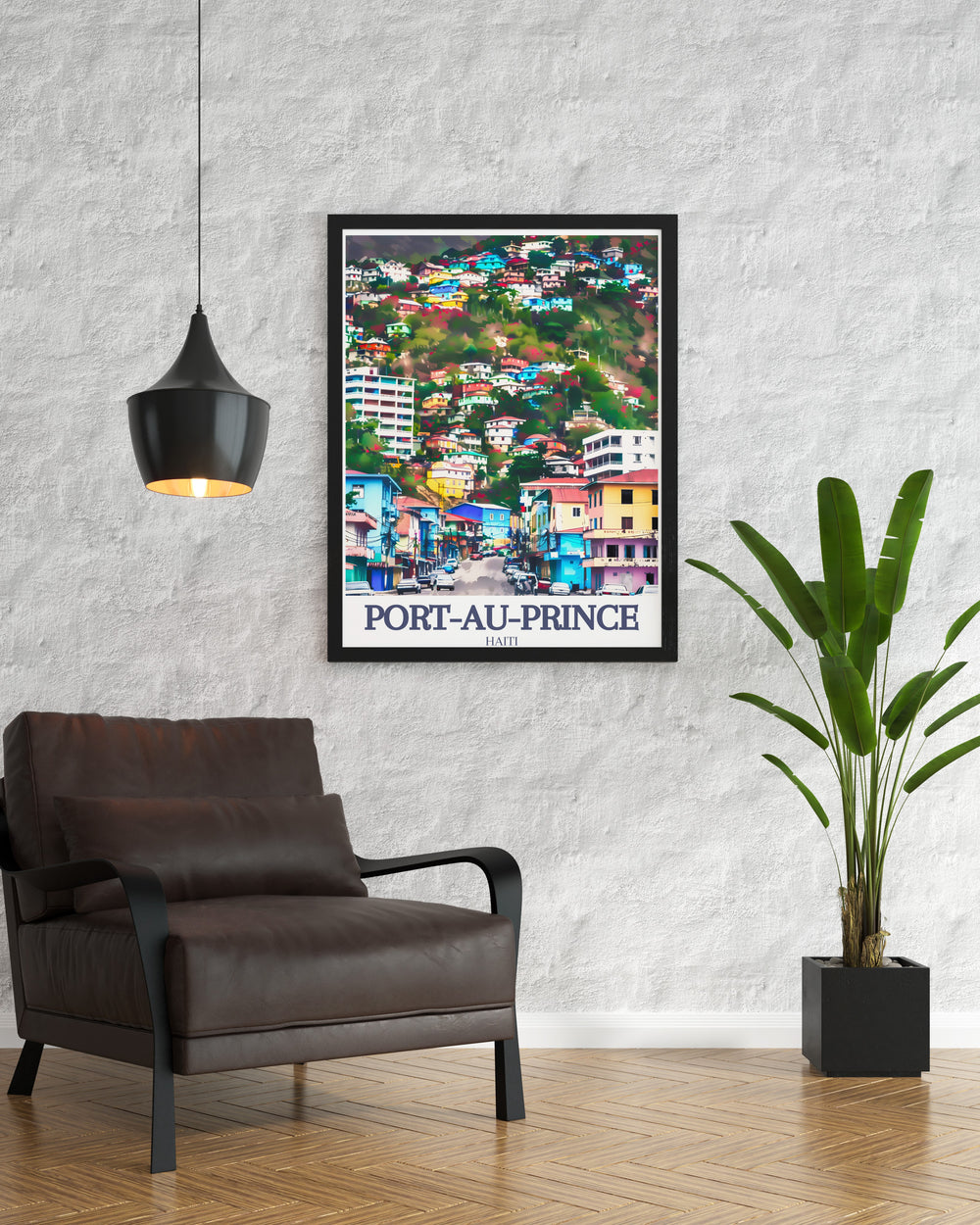 Exquisite Haiti Poster showcasing the bustling streets of Port au Prince and the serene beauty of Pétion Ville Massif de la Selle ideal for living room decor or personalized gifts