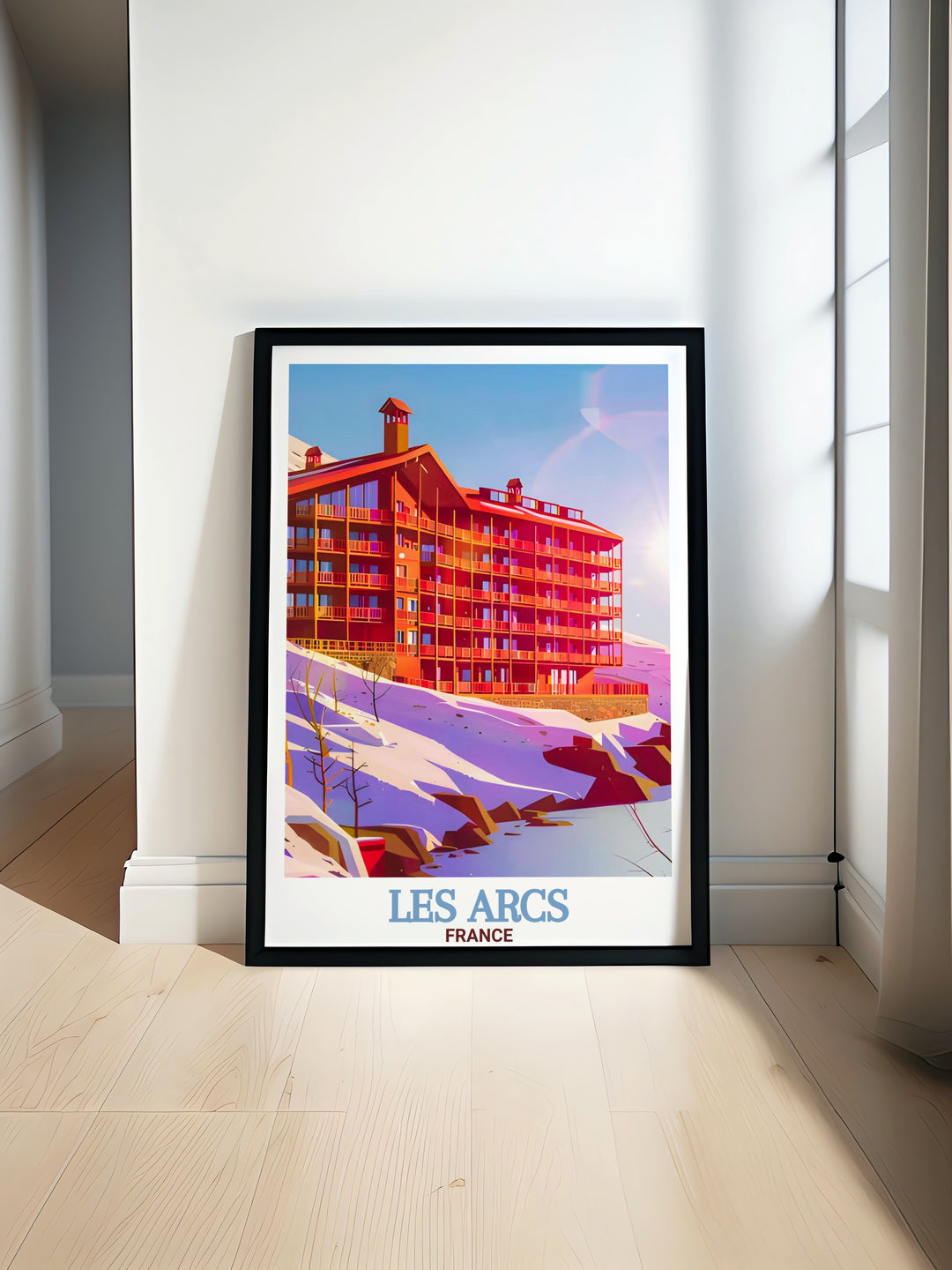 Celebrate the thrill of the French Alps with the "Les Arcs Canvas Art," featuring the dramatic peaks of Aiguille Grive and the famous Paradiski slopes. This travel poster is the perfect gift for anyone who loves snowboarding and the majestic beauty of the mountains.