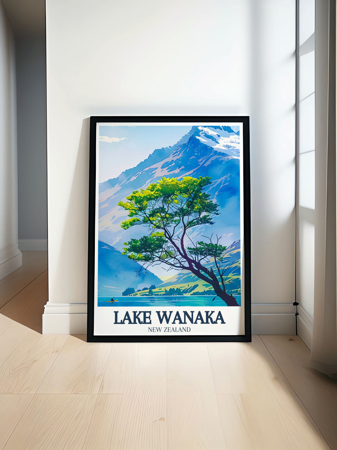 Beautiful New Zealand print featuring the iconic lake wanaka tree in Mount Aspiring National Park Perfect for adding a touch of tranquility to your home decor with its vibrant colors and stunning details