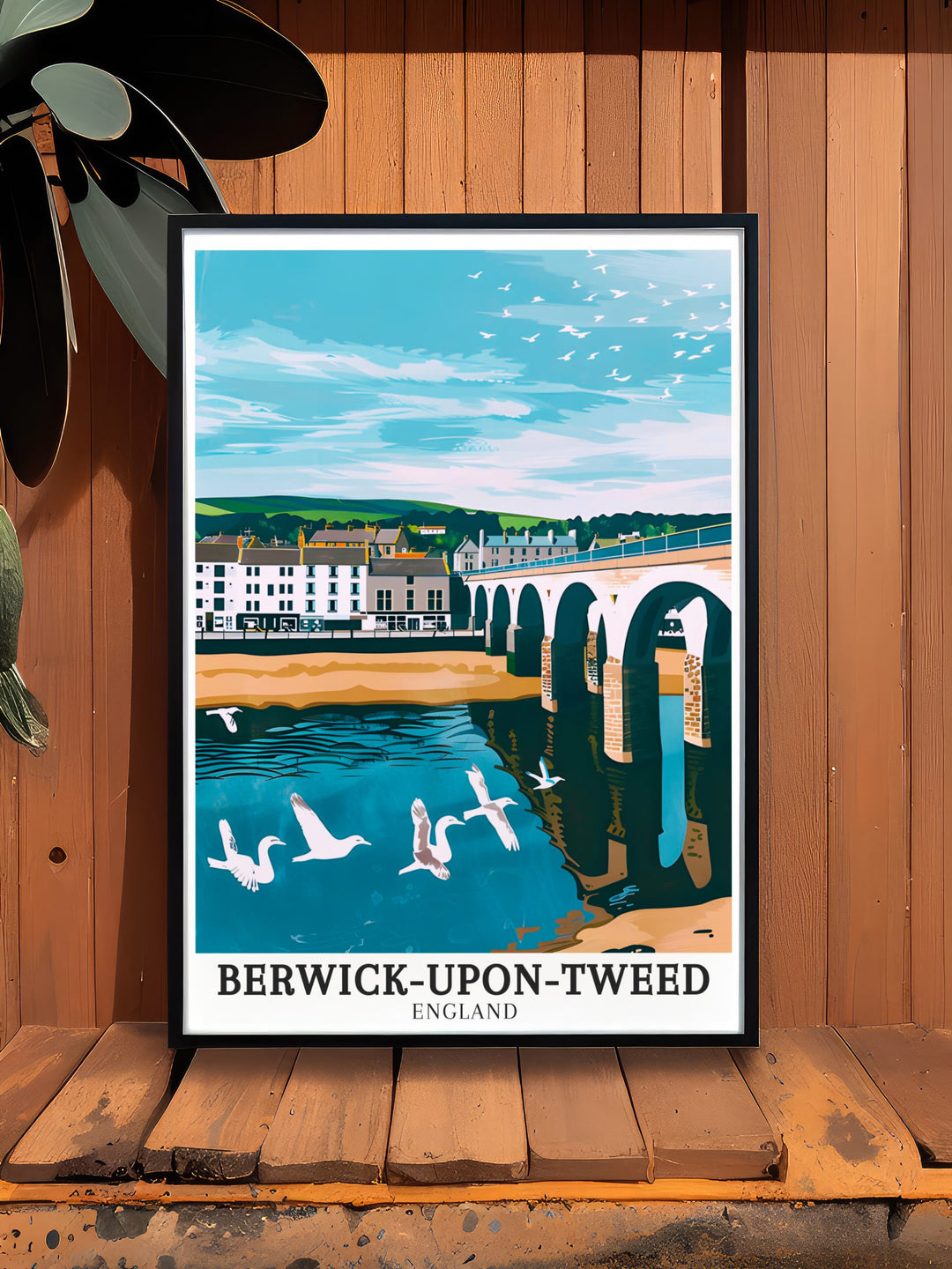 Berwick upon Tweeds iconic Berwick Bridge is the focal point of this Northumberland wall art, paired with the peaceful setting of Berwick Harbour. This poster print brings the history and coastal beauty of Northumberland into your space.