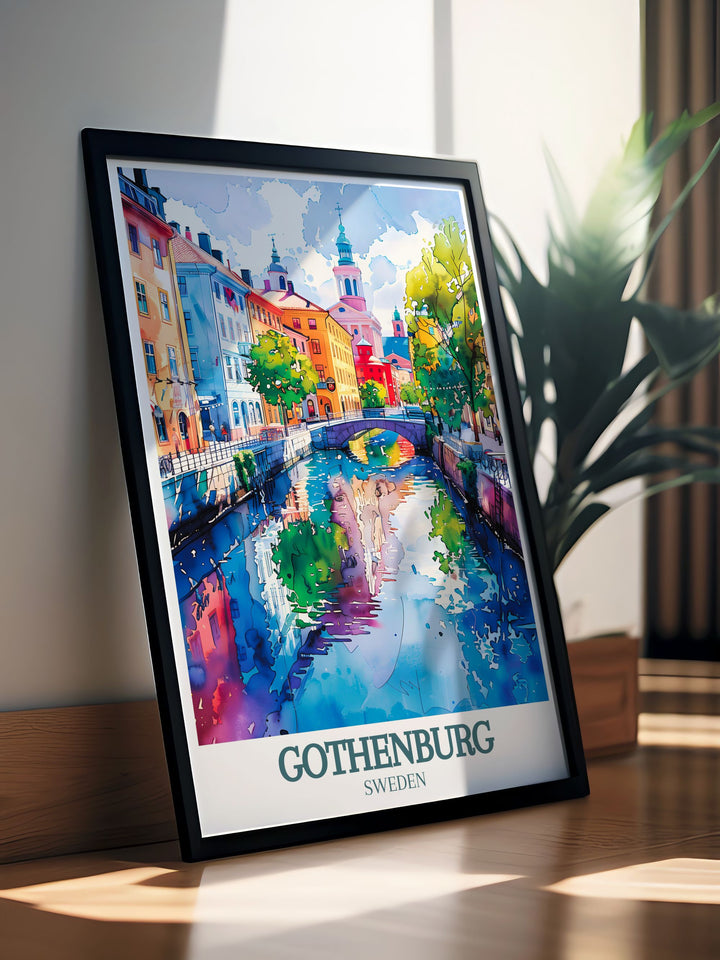 Showcasing the majestic Oscar Frederik Church, this poster is perfect for architecture aficionados. The detailed illustrations highlight the churchs stunning façade and Gothic Revival style, bringing a piece of Gothenburgs architectural splendor into your home.