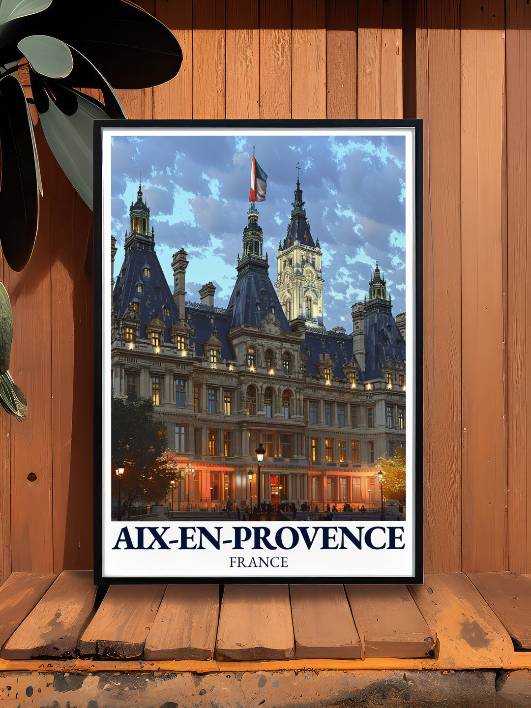 This beautifully crafted travel print of Aix en Provences Hôtel de Ville offers a unique glimpse into the elegance of French architecture. Ideal for those who love France, this poster brings the spirit of Provence into your home, making it a wonderful gift for travel enthusiasts and art lovers alike.