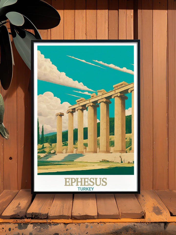 Temple of Artemis Art Print captures the legendary ruins of Ephesus, Turkey, one of the ancient worlds most important cultural sites. Perfect for history buffs, this wall art adds classical charm to any space.