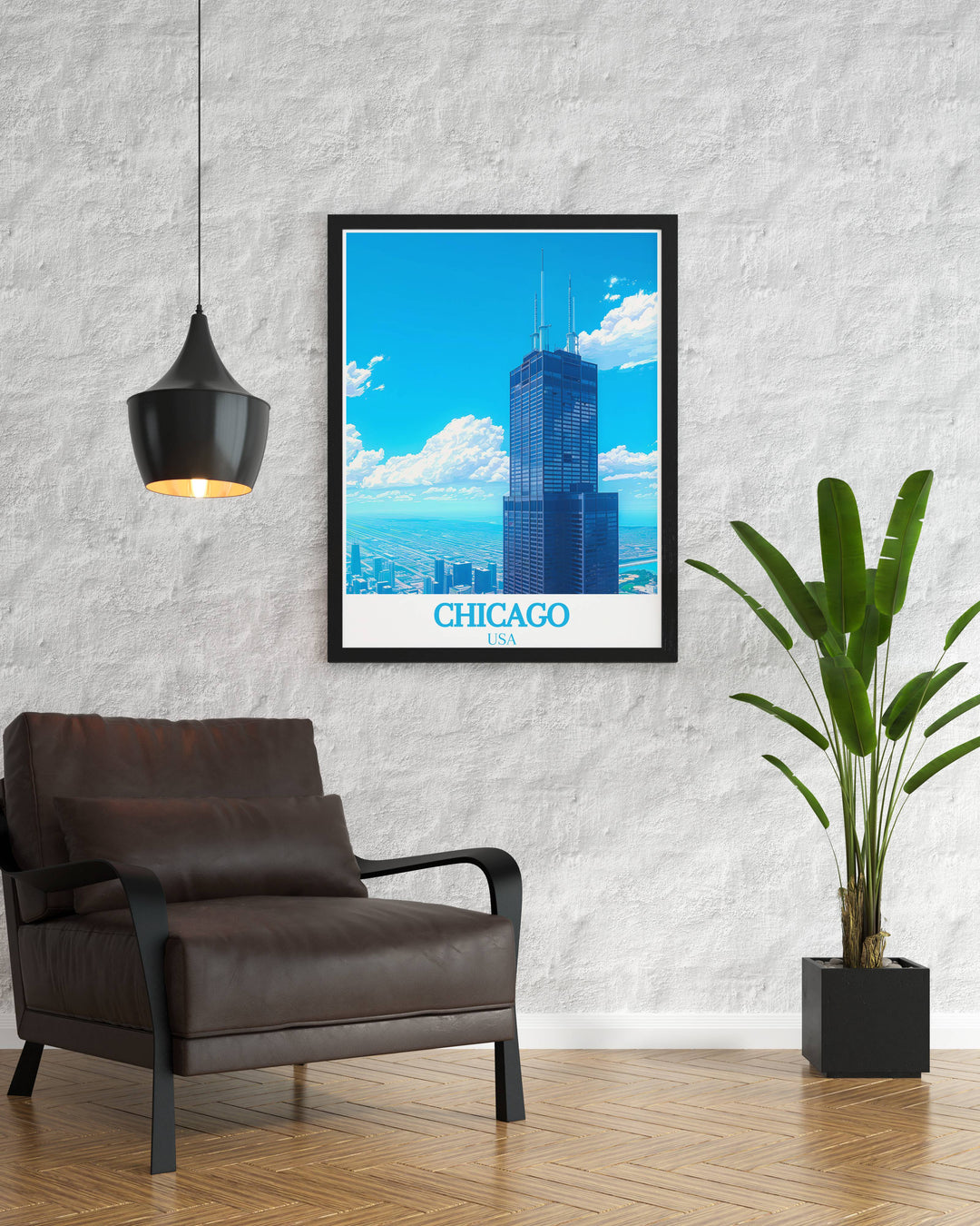 Chicago photograph of The Willis Tower Formerly Sears Tower showcasing its grandeur and architectural detail. Ideal for creating a focal point in your living space this Chicago art print brings the beauty and magic of the Windy City into your home.