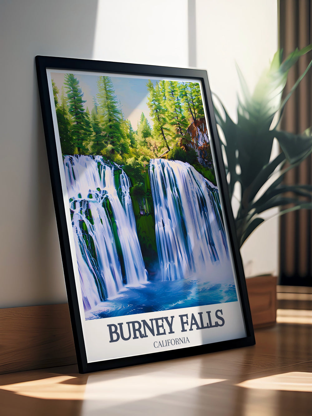 Burney Falls Art from McArthur Burney Falls Memorial State Park California captures the vibrant colors of the waterfall making it an ideal California print for nature lovers seeking to bring outdoor beauty into their home or office space as part of their wall decor.