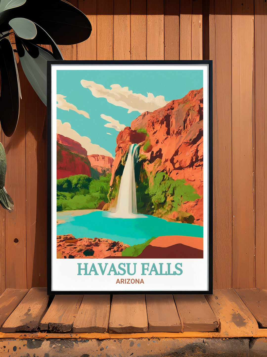 Celebrate the natural wonder of Havasu Falls with this Arizona travel poster, featuring the cascading waters and the unique desert environment. The detailed artwork makes this print a standout piece, perfect for those who love the rugged beauty of Arizonas landscapes