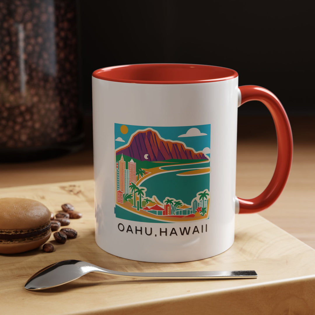 This O‘ahu Hawaii mug captures the essence of the island’s beauty with its vivid design. Enjoy your favorite beverages in this 11oz mug, which is both dishwasher and microwave safe, making it the perfect everyday mug for Hawaii lovers.