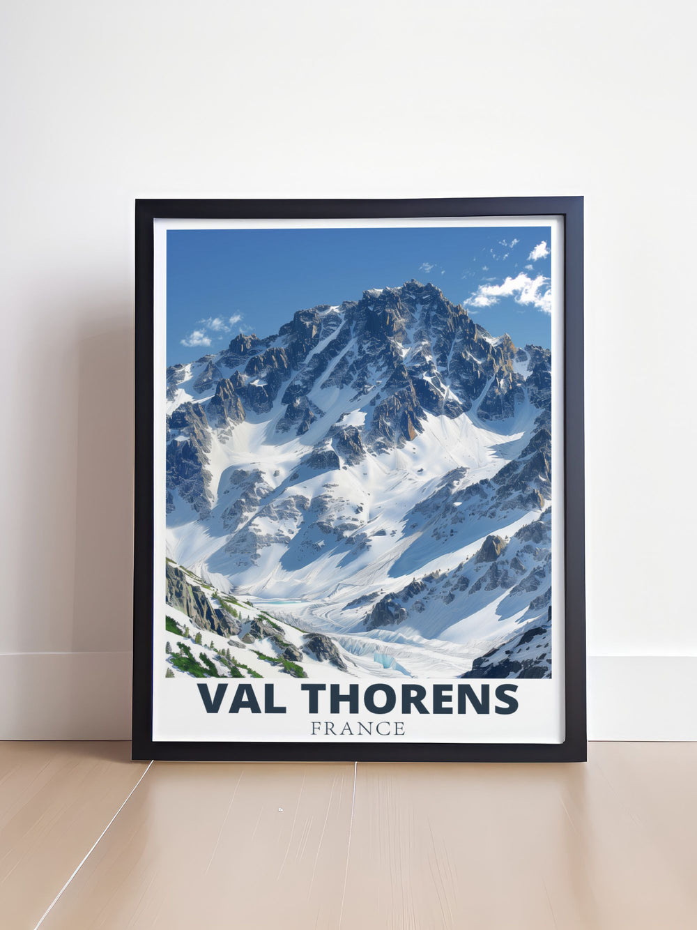 Celebrate the beauty of Val Thorens and the Peclet Glacier with this ski print. Showcasing one of the worlds top skiing destinations, this poster offers a blend of adventure, nostalgia, and stunning alpine landscapes, perfect for any ski lovers wall.