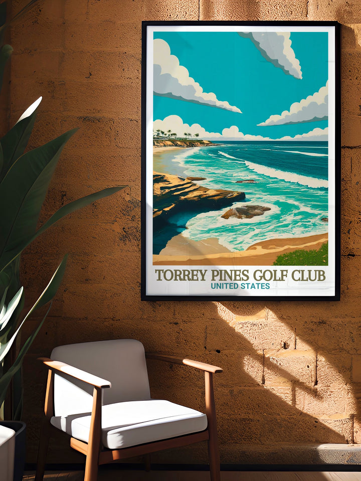 Detailed Torrey Pines decor featuring the stunning scenery of Torrey Pines and La Jolla Shores perfect for housewarming gifts and wedding gifts adds a touch of nature to any room and serves as a conversation starter