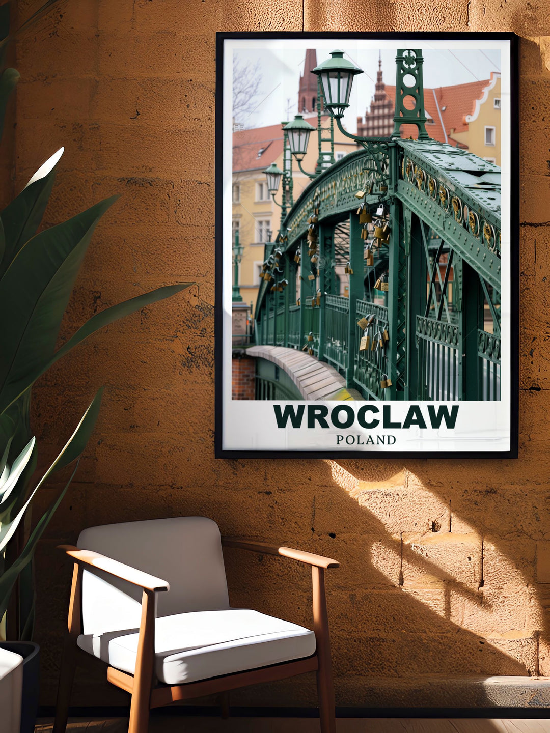 This framed art piece illustrates the scenic connection of Tumski Bridge and Cathedral Island in Wroclaw. A unique addition to any art collection, this print encapsulates the beauty and significance of this landmark.