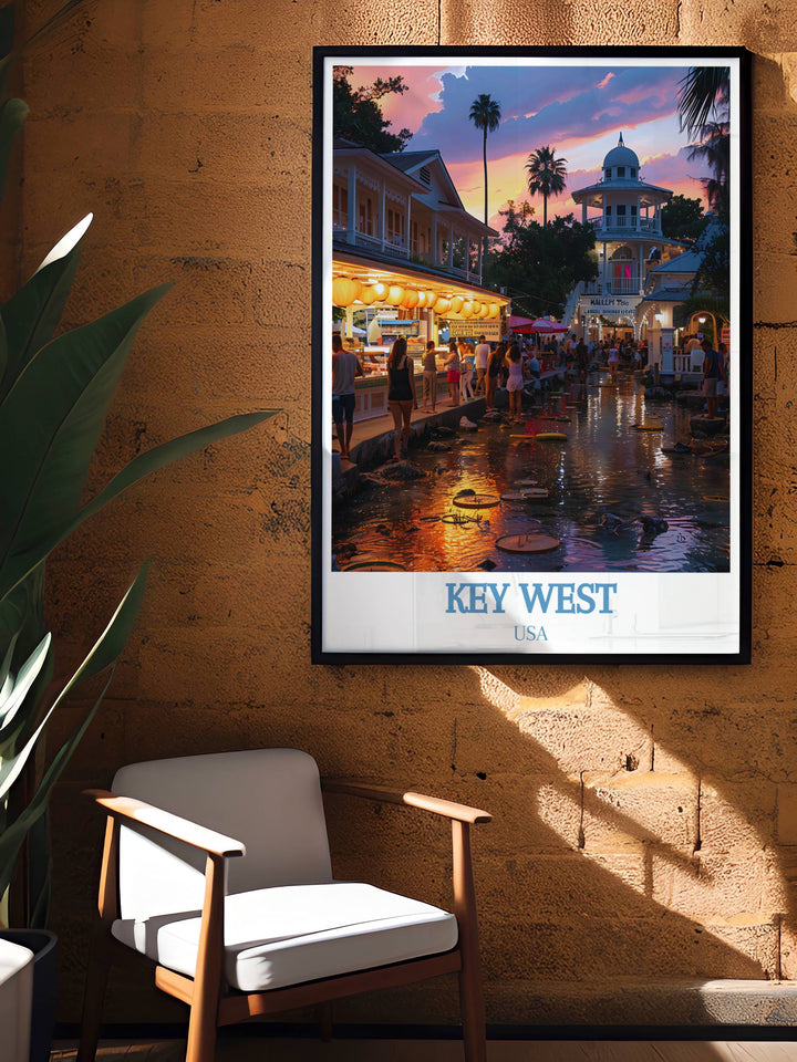 Intricate Florida Decor showcasing Mallory Square a perfect Key West Print for anyone who loves Florida Travel and the vibrant atmosphere of Key West.