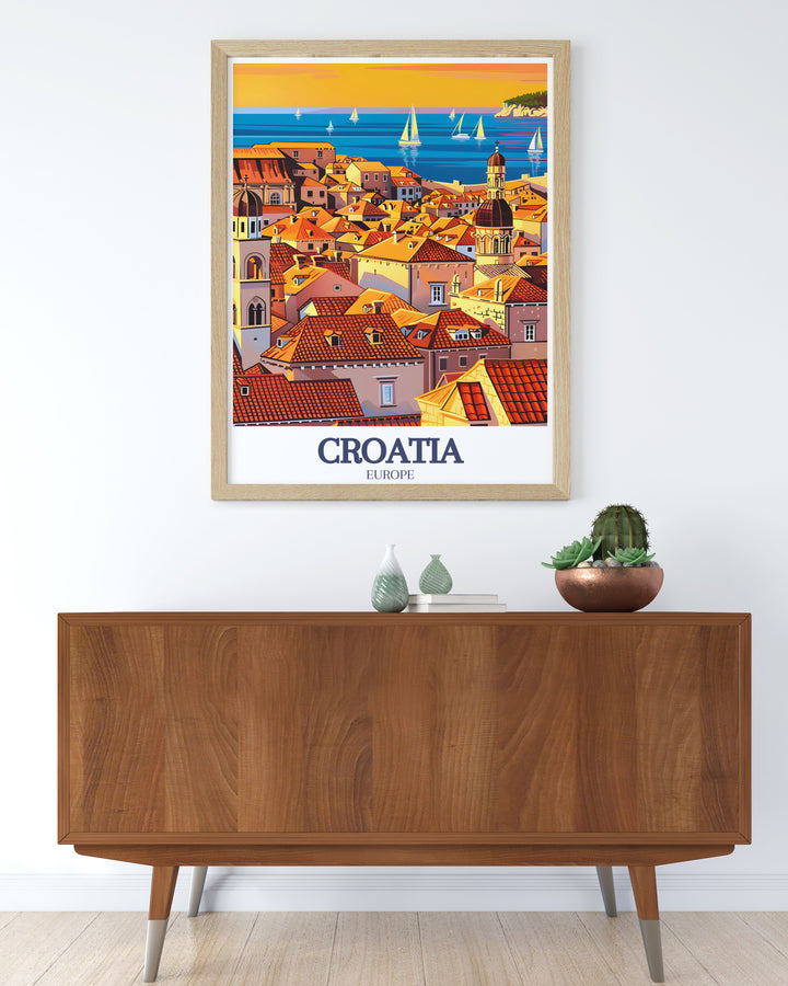 Add sophistication to your home with Dubrovnik Old Town Adriatic Sea elegant home decor bringing the historic city and tranquil sea into your space perfect for bedrooms living rooms or as a special gift for travelers or art enthusiasts