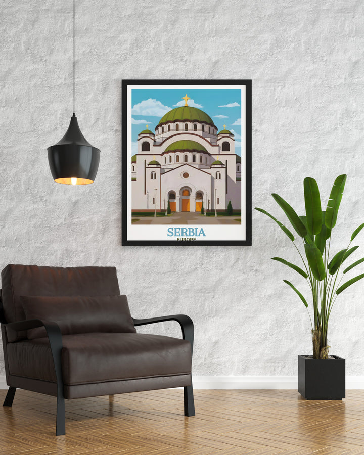 St. Sava Temple Framed Prints highlighting the intricate details and grandeur of this historic site ideal for Fathers Day Gifts Mothers Day Gifts Anniversary Gifts Birthday Gifts and Christmas Gifts adding sophistication to any room