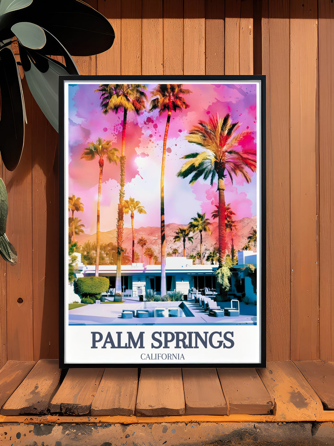 Palm Springs Canvas Art of Limon Palm Springs Hotel, showcasing the timeless architecture and scenic beauty of this California desert gem, perfect for lovers of travel prints and wall decor.