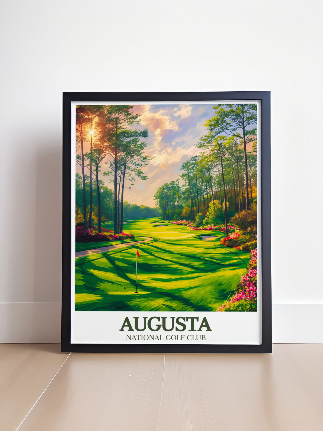 Travel poster print of Augusta National showcasing Magnolia Lane Amen Corner a great addition to any home decor or office space perfect for golf themed rooms and unique personalized gifts for golf lovers
