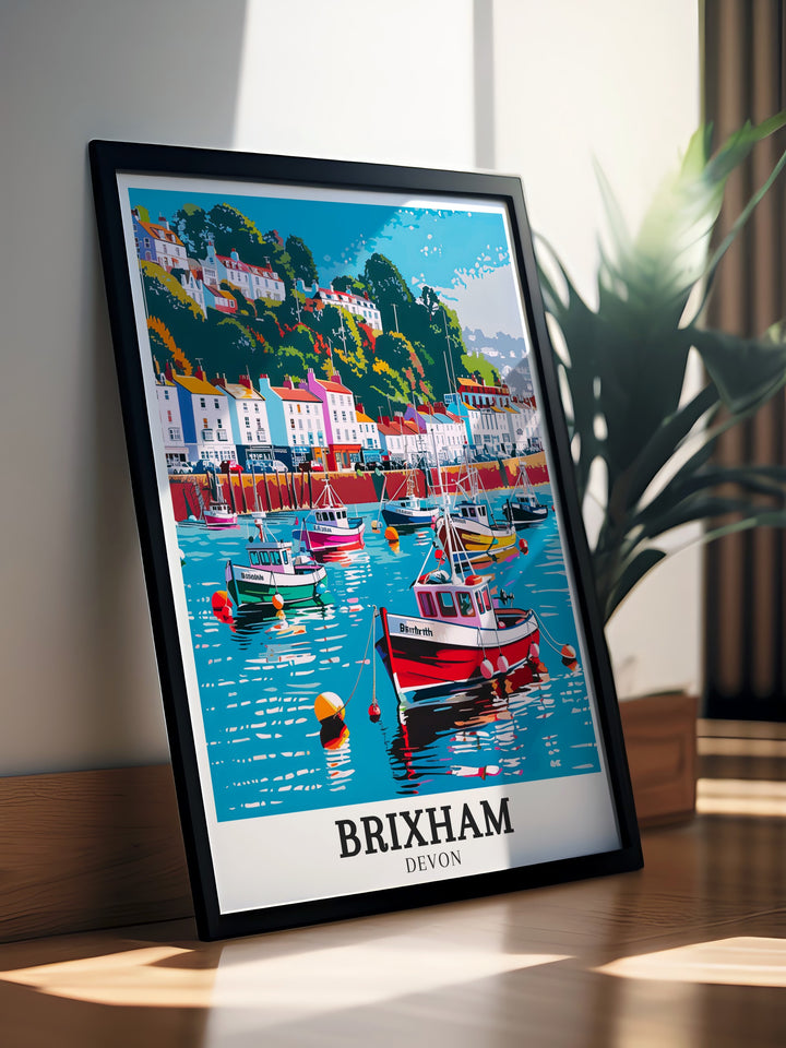 This Brixham Wall Poster brings the tranquility of the harbor straight into your living room, offering a relaxing and picturesque scene from one of Englands most charming coastal towns.