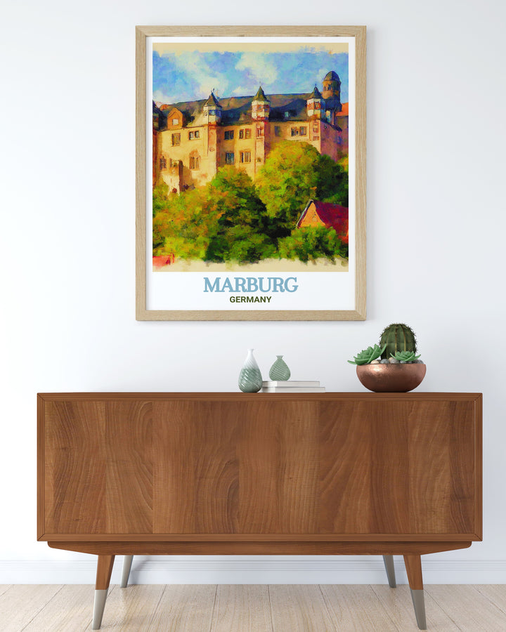 Adorn your walls with the beauty of Marburg Castle through this carefully crafted canvas art. The print brings the historic castle to life with rich colors and fine details, making it a perfect choice for those who love European history and architecture. This artwork adds depth and character to any room