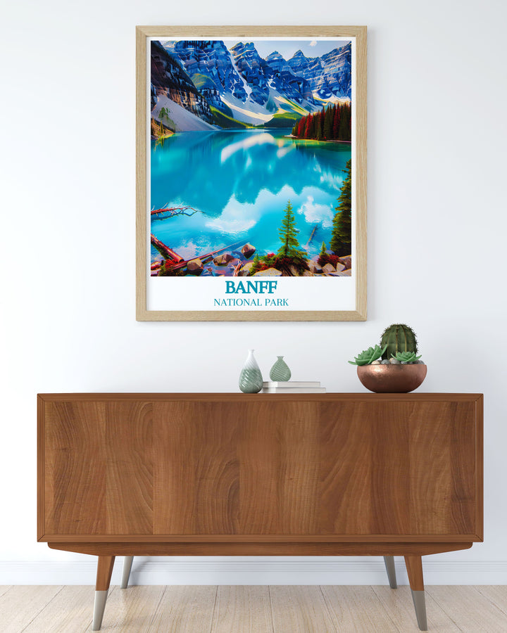 Moraine Lake wall decor captures a serene dawn, bringing the calmness of early morning in the Rockies into your home.