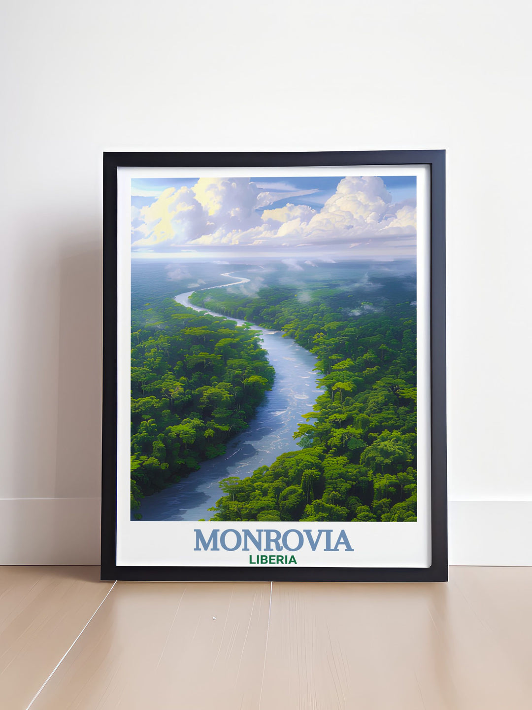 Sapo National Park elegant home decor featuring a detailed depiction of Liberias lush rainforests and diverse wildlife perfect for enhancing any living area or office space