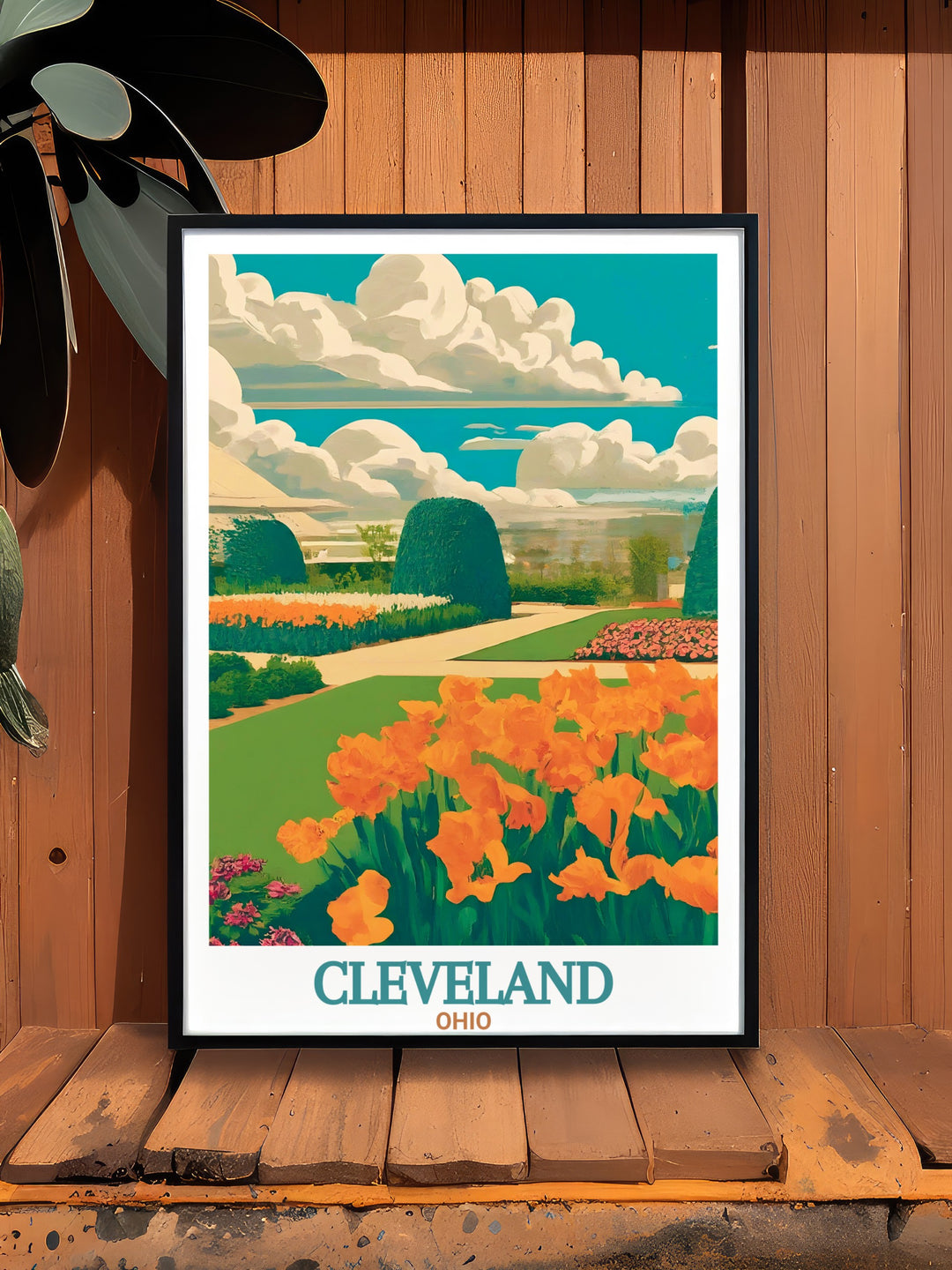 Cleveland Canvas Art brings together the vibrant Cleveland Botanical Garden and the citys bustling streets in a fine line illustration. This print is ideal for anyone who loves both nature and city life, offering a unique take on Clevelands charm.