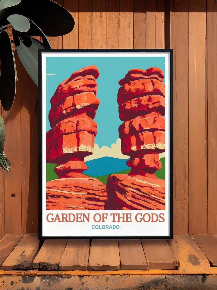 Gardens Gods art featuring the Siamese Twins in Colorado perfect for enhancing living room decor with modern art