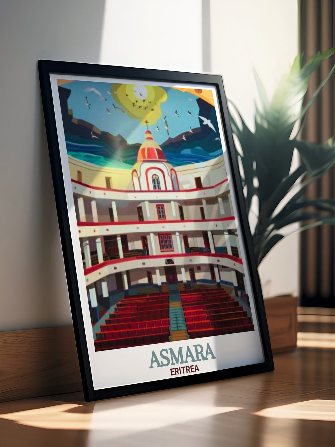 Detailed Asmara city map with Opera House highlighted, perfect for Asmara decor and personalized gifts, showcasing intricate city layout in vibrant hues.