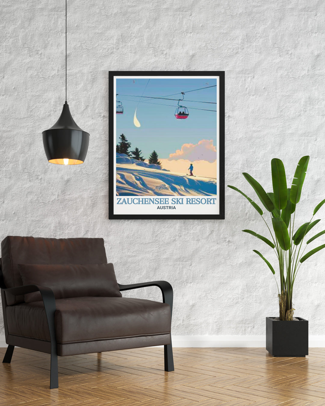 Classic Ski Resort Print of Zauchensee illustrating snowy mountains and winter adventure complemented by El Capitan and Yosemite Falls for a timeless look