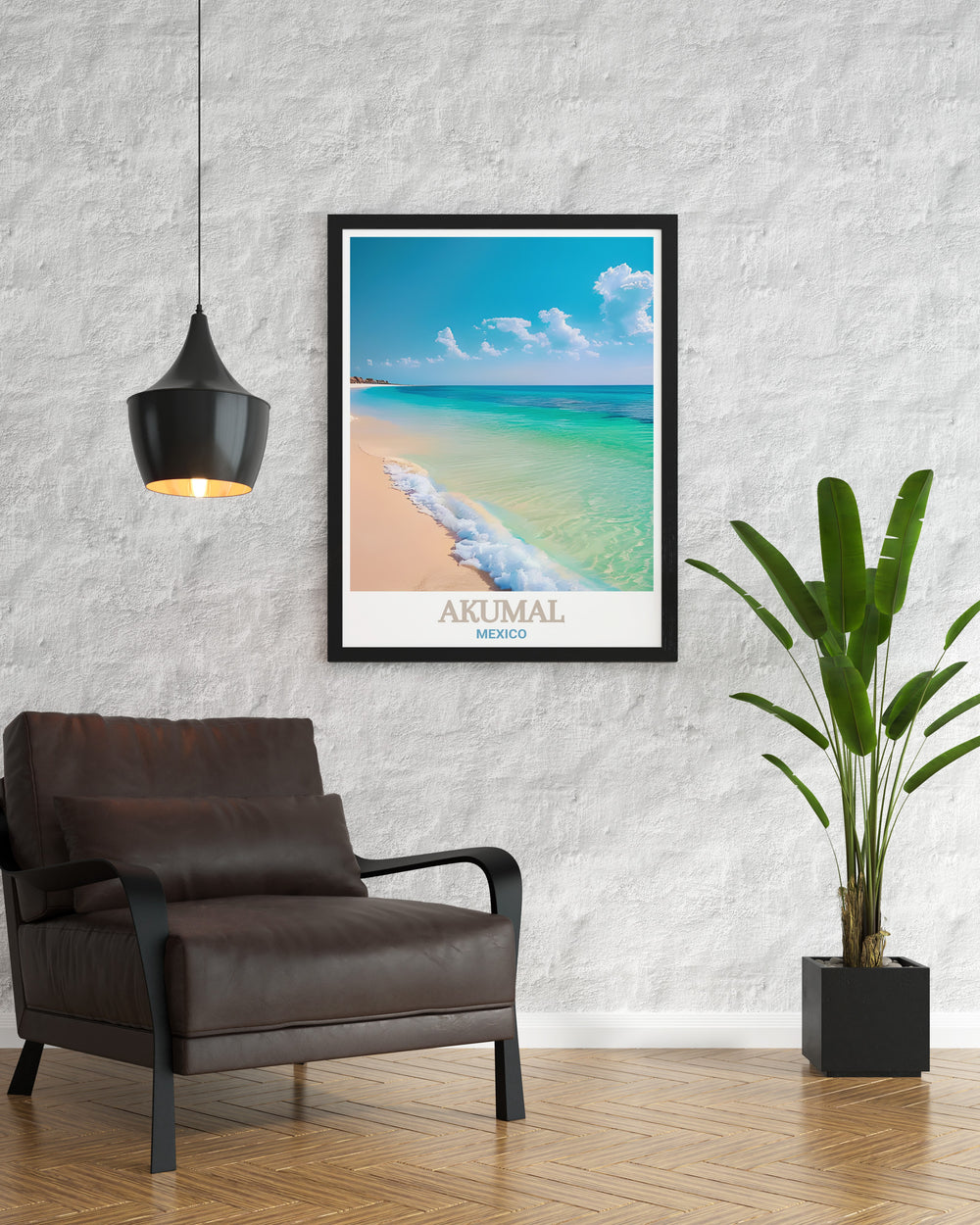 Colorful Akumal Poster featuring Akumal Beach ideal for elegant living room decor and thoughtful anniversary gifts