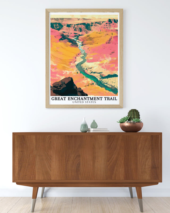 Colorado River art. Showcasing the serene flow of the Colorado River, this wall art brings the tranquil beauty of one of Americas most iconic rivers into your living space. Perfect for enhancing any room with natural charm.