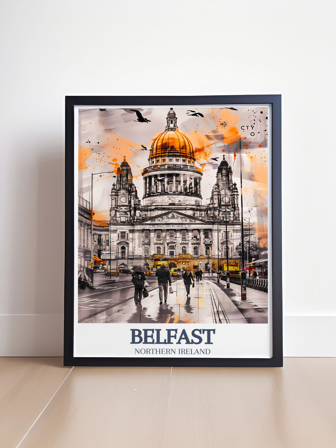 Elegant City Hall Donegall Square prints featuring the detailed architecture of Belfasts City Hall. Perfect for adding to your collection of Ireland posters and UK art, making a stylish statement in any room.