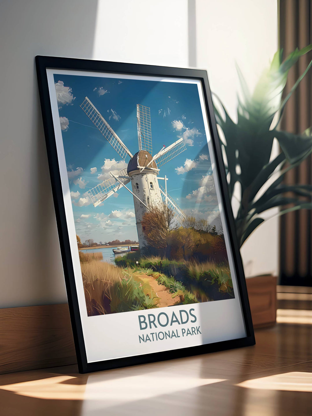 Transform your home with a Thurne Windmill art print. This artwork beautifully captures the tranquil scenes of the Norfolk Broads, offering a serene and picturesque view that complements any decor style.