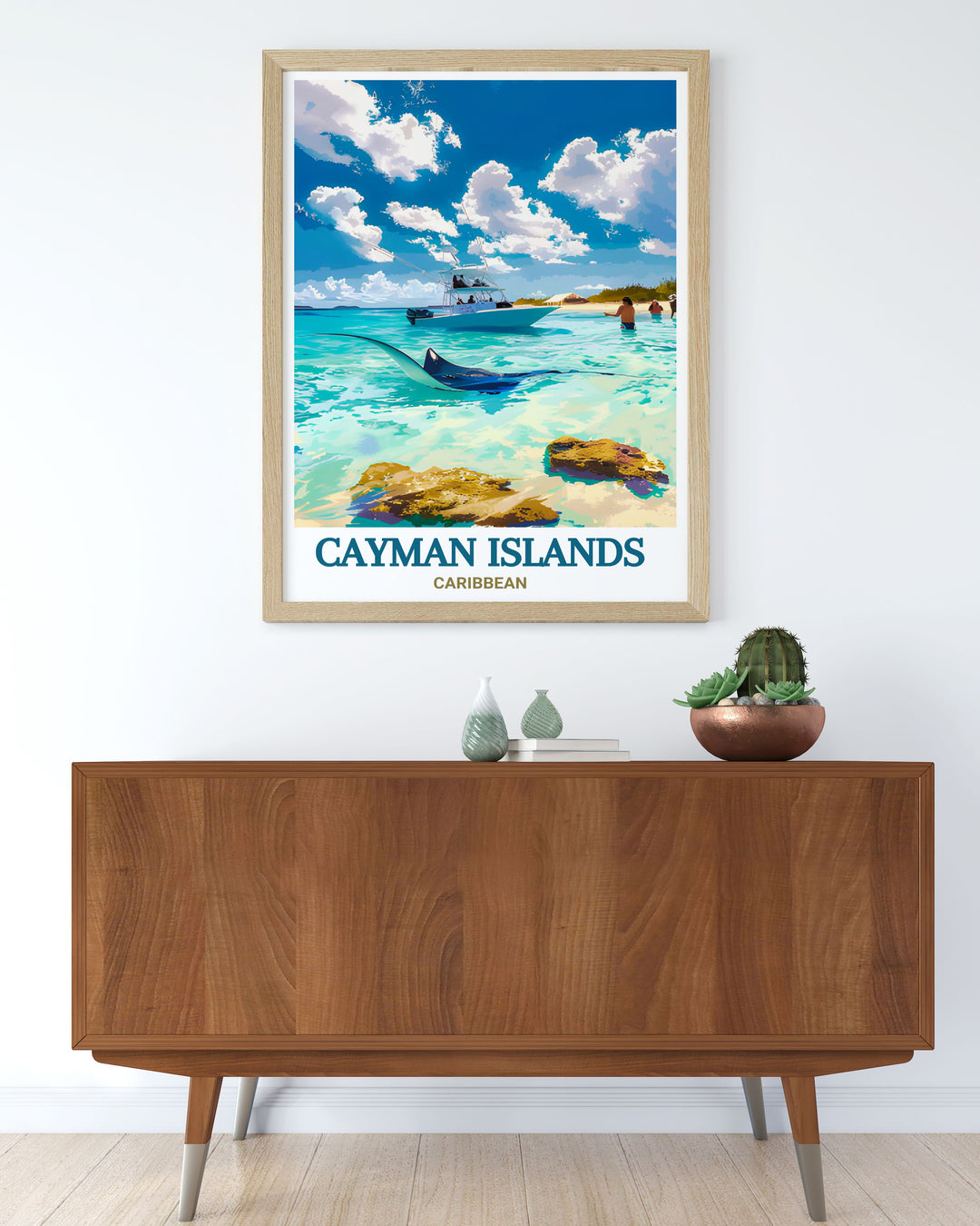 Beautiful Stingray City home decor print capturing the essence of the Cayman Islands in a timeless black and white design ideal for travel enthusiasts and art lovers looking to add a touch of the Caribbean to their decor