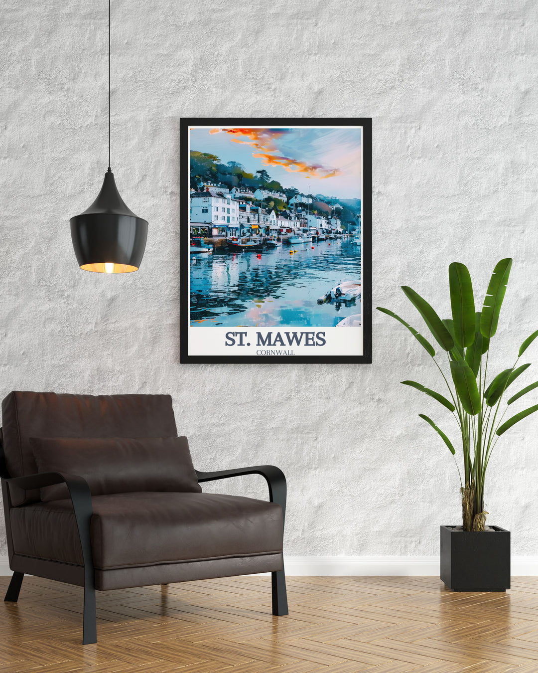 Stunning Cornwall art print featuring St. Mawes Harbour and St. Mawes Beach this beautiful poster is a perfect addition to any home or office a great gift for lovers of coastal landscapes and Cornwall decor