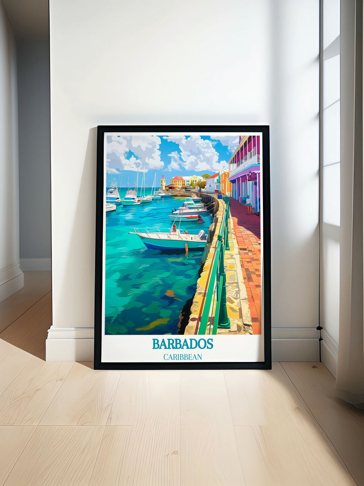 Barbados Gallery Wall Art featuring a stunning view of Bridgetown Barbados, capturing the vibrant colors and historical charm of this Caribbean gem, perfect for adding a touch of tropical paradise to your home decor.