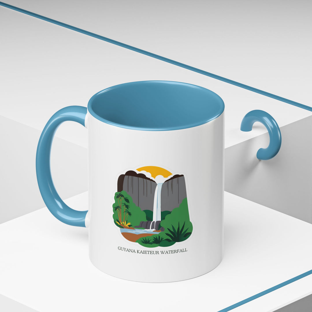 A stunning mug showcasing the beauty of Kaieteur Falls in Guyana. Ideal for nature enthusiasts, it’s perfect for your morning coffee or tea. Its design captures the grandeur of the waterfall. Dishwasher safe for convenience.