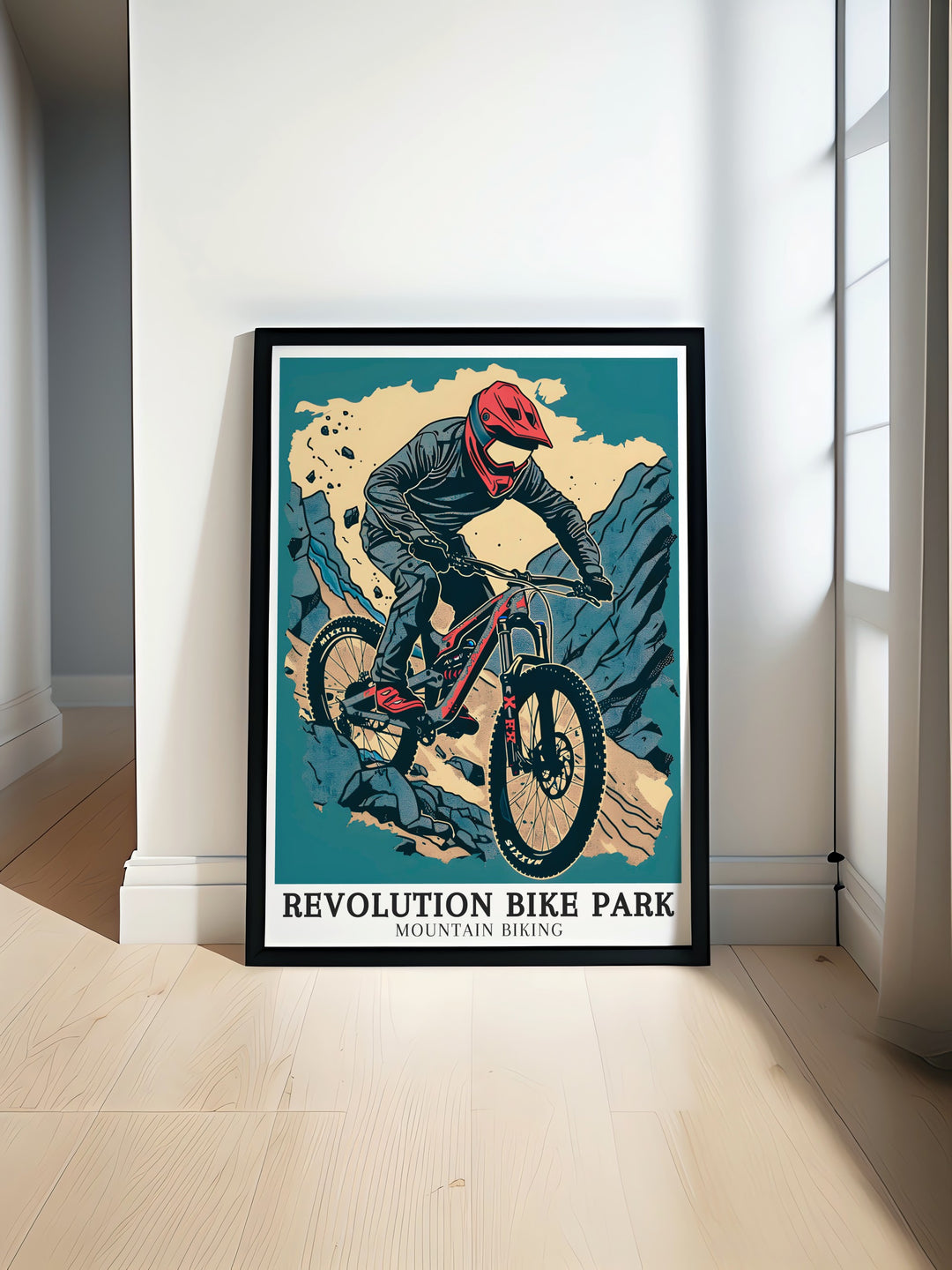 Art inspired by Revolution Bike Parks The Dark Side Trail. These prints showcase the adventure and scenic beauty of mountain biking in Wales. A perfect addition to any home or office decor.