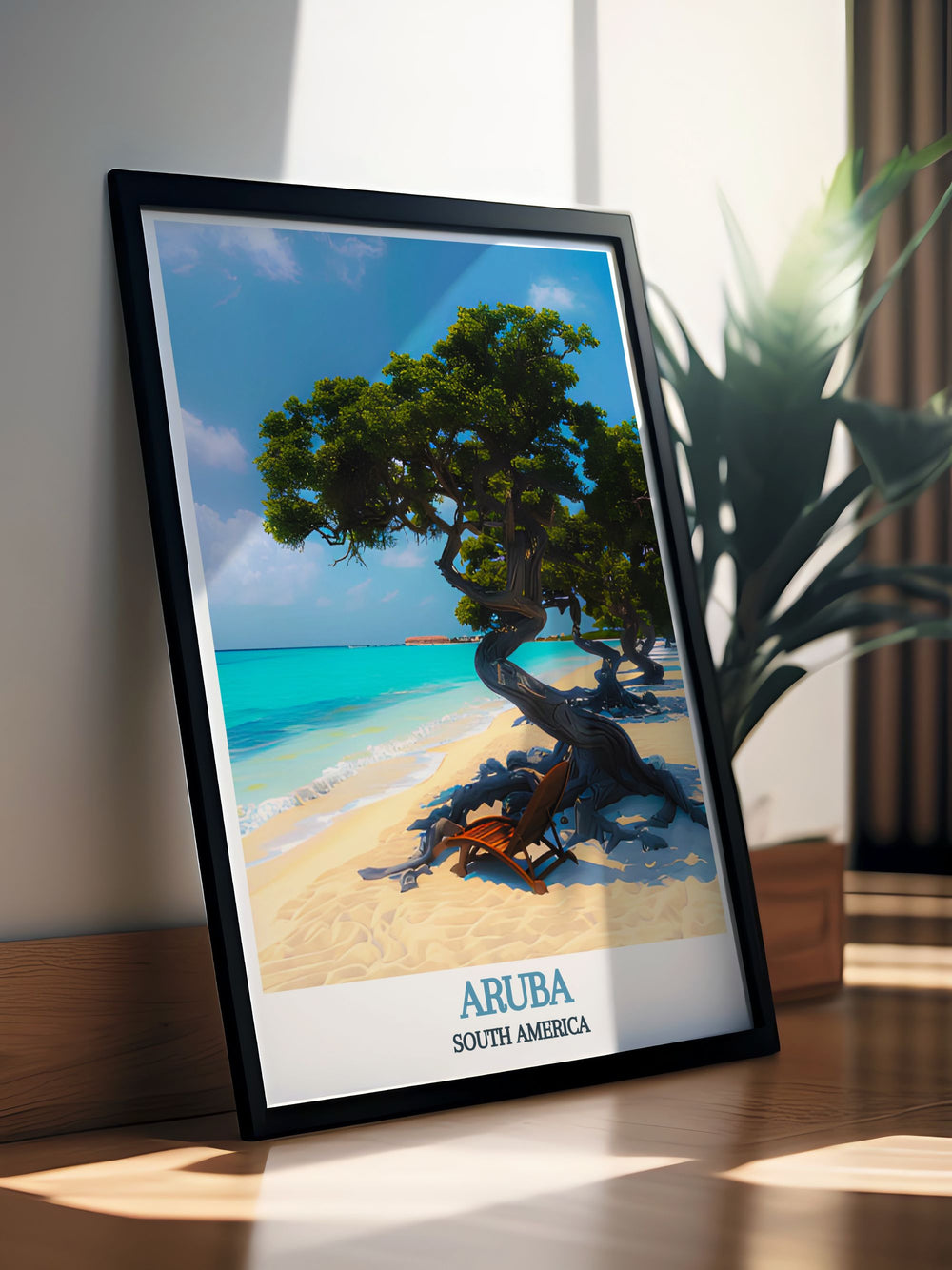Aruba print showcasing the serene beauty of Eagle Beach with vibrant colors and fine line details perfect for home decor or as thoughtful gifts for friends and family on special occasions such as birthdays anniversaries or holidays