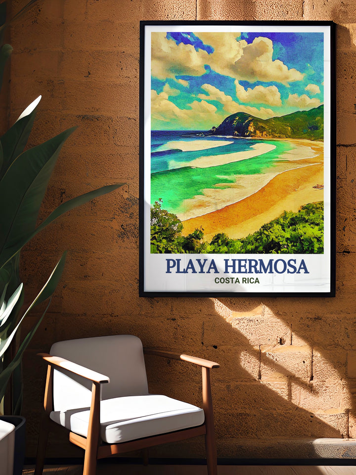 Costa Rica Wall Decor featuring Playa Hermosa Beach an elegant and inspiring piece of art perfect for enhancing any room with the natural beauty of Costa Ricas beaches ideal for gifting on birthdays or special occasions