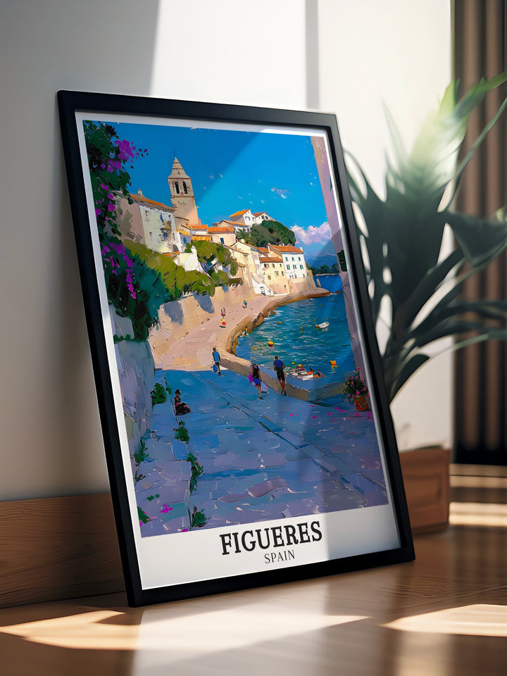 This Mediterranean travel poster captures the essence of the coastline, offering a stunning view of the clear blue waters and tranquil landscapes. Its an ideal piece for those who love the Mediterranean or want to bring a coastal vibe to their home decor. A perfect addition to any travel art collection.