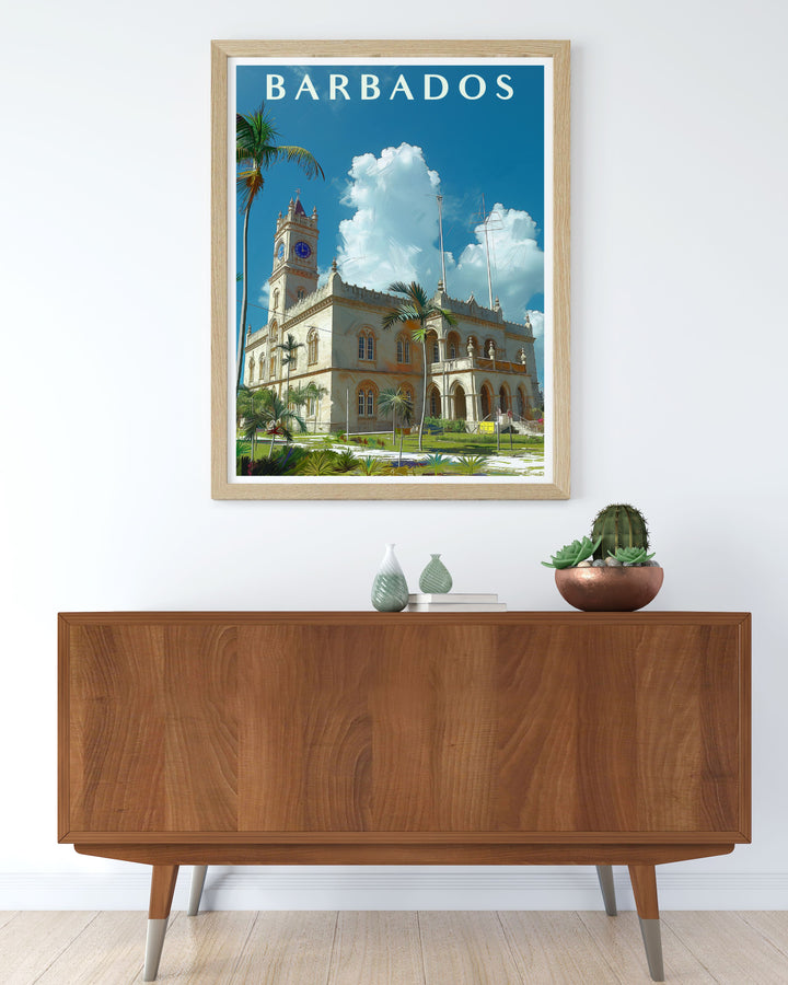 Modern wall decor featuring a stunning view of Barbados Parliament Buildings, highlighting their architectural grandeur and historical importance, ideal for adding a sophisticated touch to any living space.
