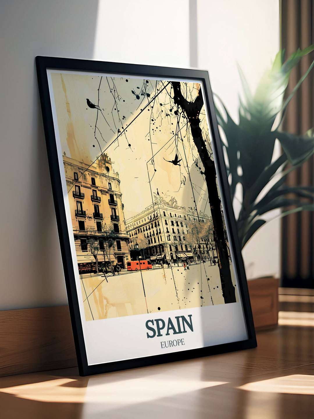 Beautiful Spain print with vivid details of La Rambla Liceu Theatre and A Coruna a perfect addition to your living room decor or a thoughtful birthday gift