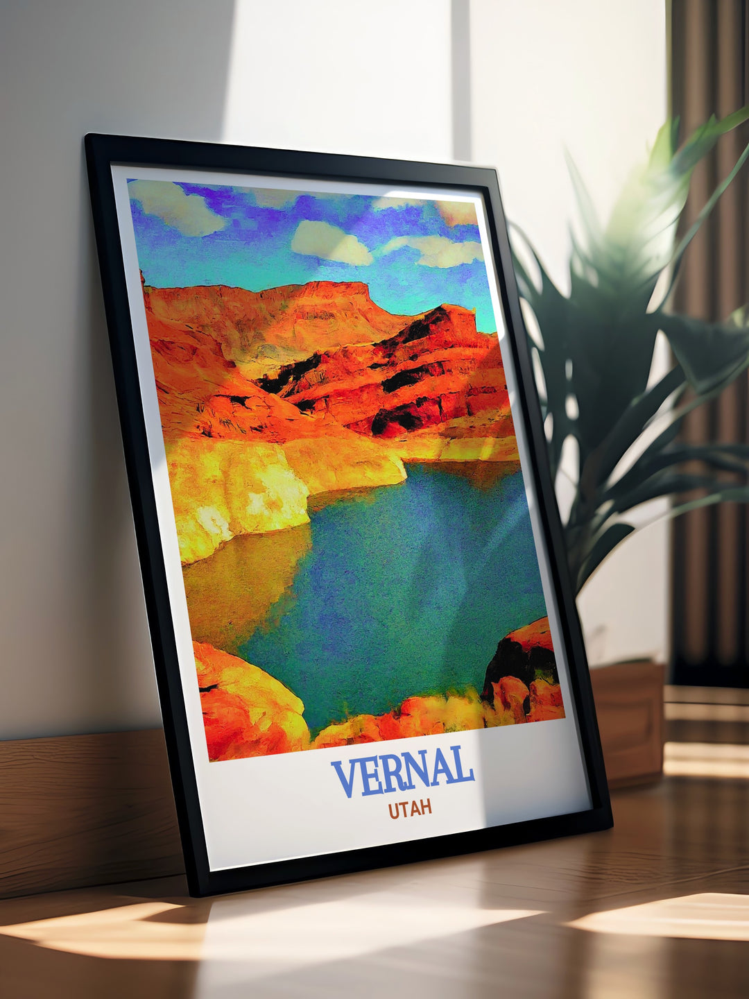 Vernal Home Decor Print capturing the essence of Vernals natural beauty and historical significance. This detailed art print of Vernal, Utah, is a perfect addition to any living space, offering a touch of Utahs unique charm. A beautiful piece that celebrates the spirit of Vernal.