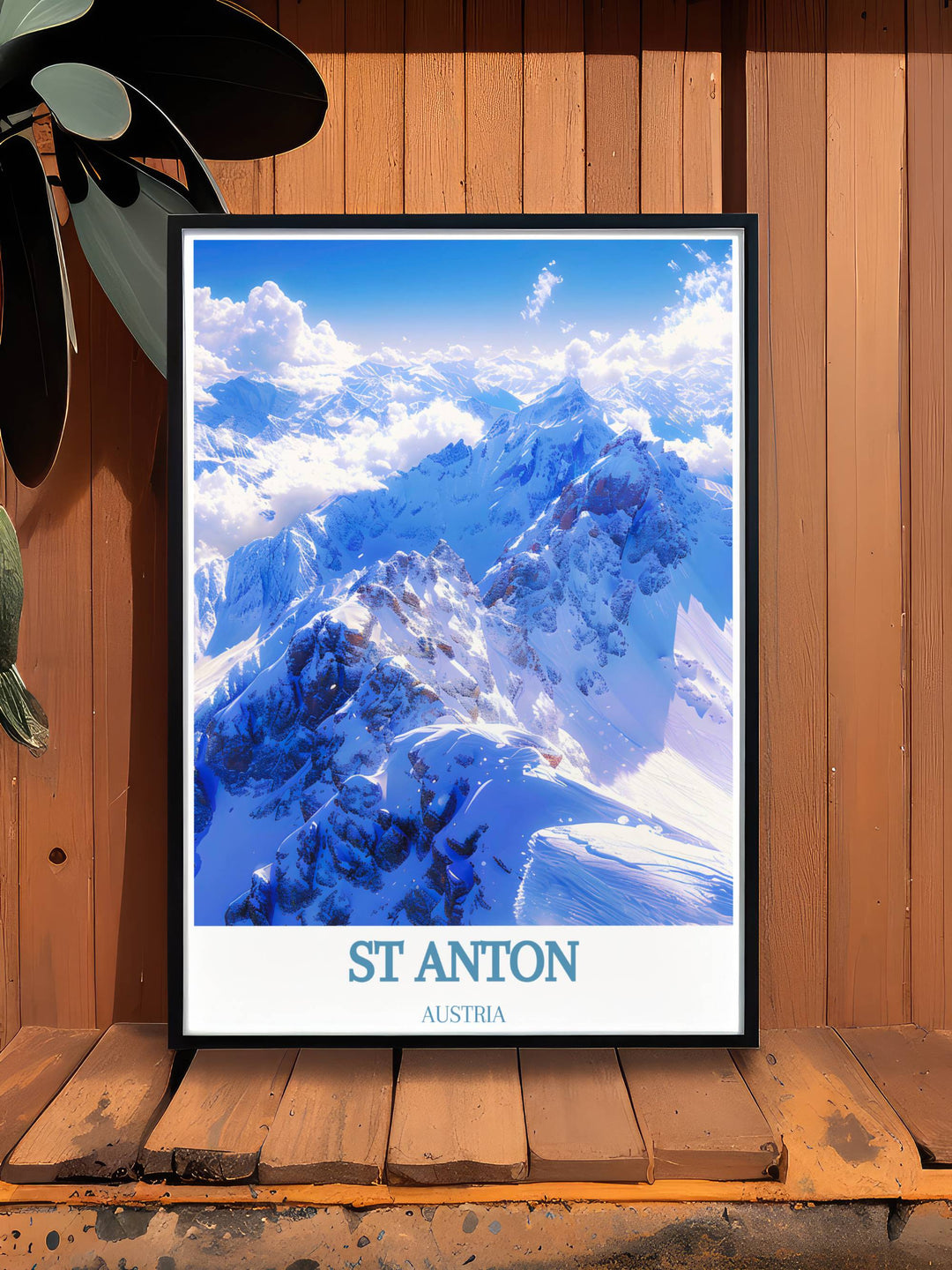 Bring the serene landscape of Valluga Mountain into your home with this vintage St Anton Poster a must have for snowboarding fans and those who adore retro ski prints this artwork adds a touch of alpine elegance to any space