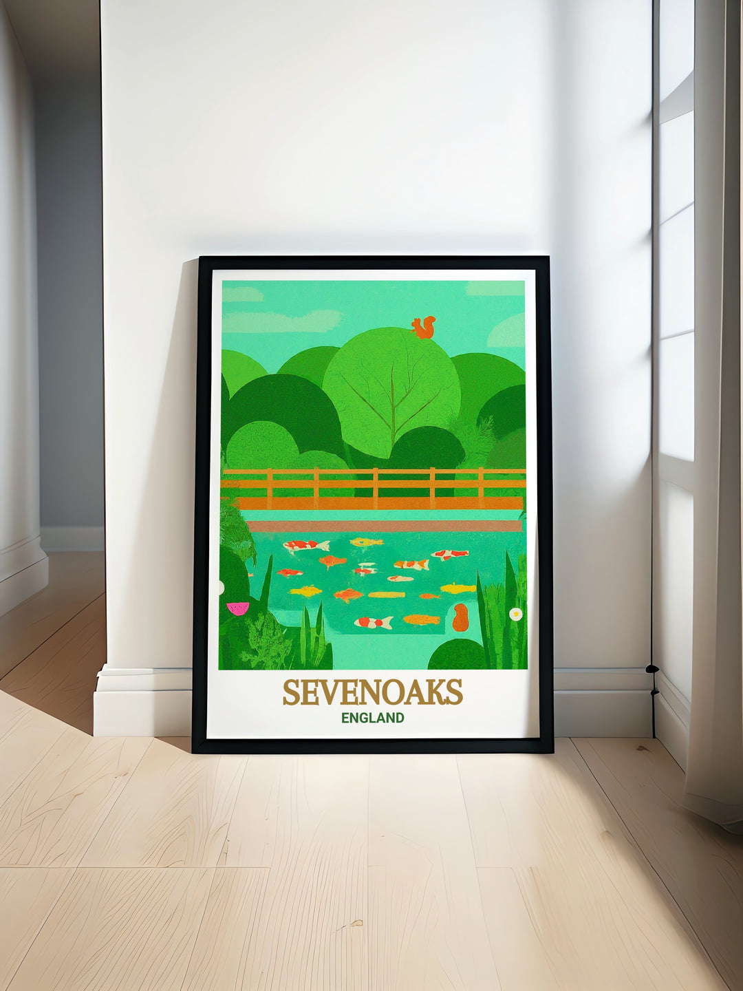 Wildlife Reserve travel print showcasing the breathtaking landscapes of Sevenoaks, England. This print beautifully captures the essence of the reserves wetlands and woodlands, home to a variety of bird species and other wildlife. The vibrant colors and intricate details of this artwork make it an ideal addition to your living space, perfect for those who appreciate the beauty of nature and the English countryside.