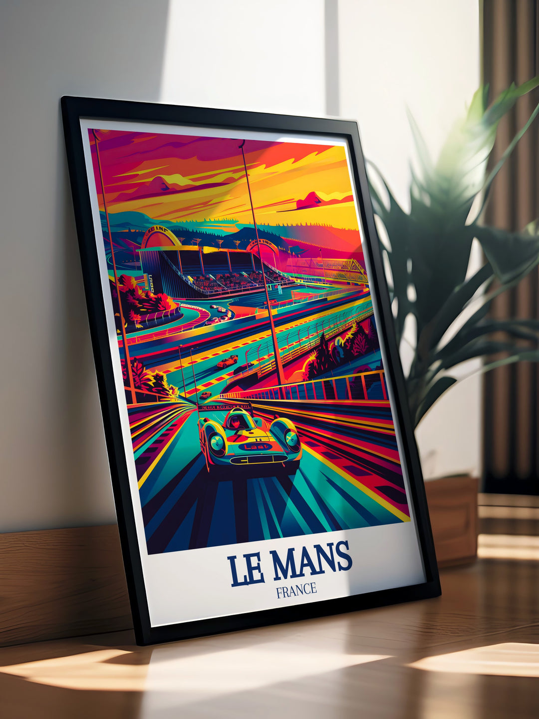 Experience the thrill of Le Mans with this detailed poster print featuring the Circuit de la Sarthe, capturing the dynamic energy of Frances most iconic racing destination for motorsport enthusiasts and art lovers alike.