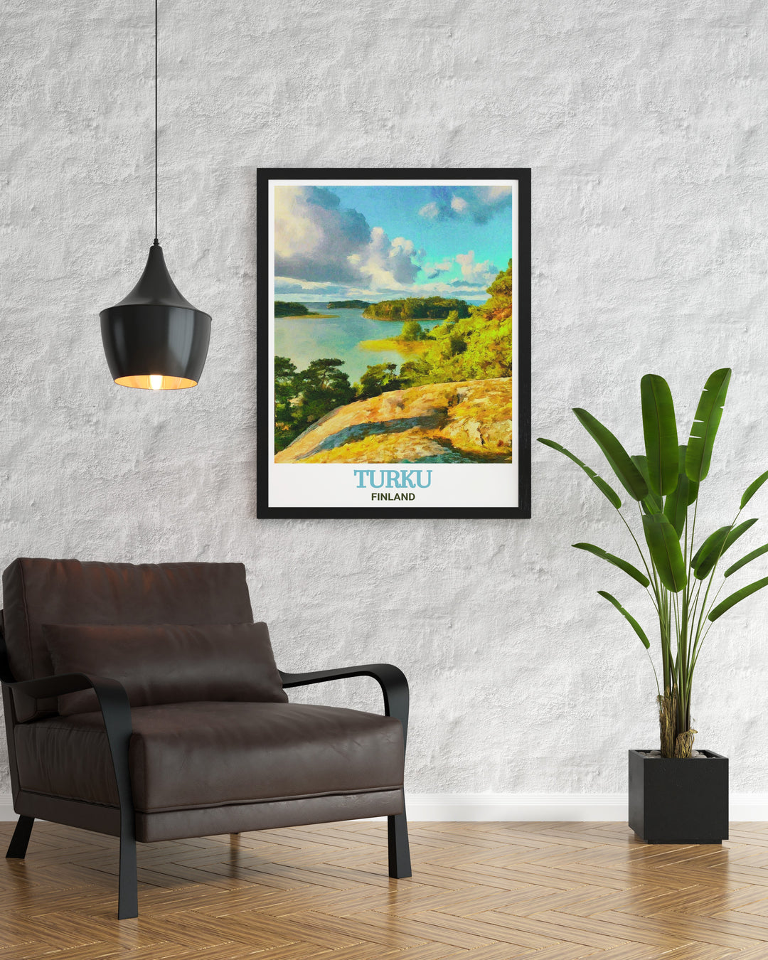 This Turku Archipelago poster beautifully captures the essence of one of Finlands most stunning natural landscapes. The detailed artwork brings the tranquil islands to life, making it a perfect piece for nature lovers and art collectors alike.